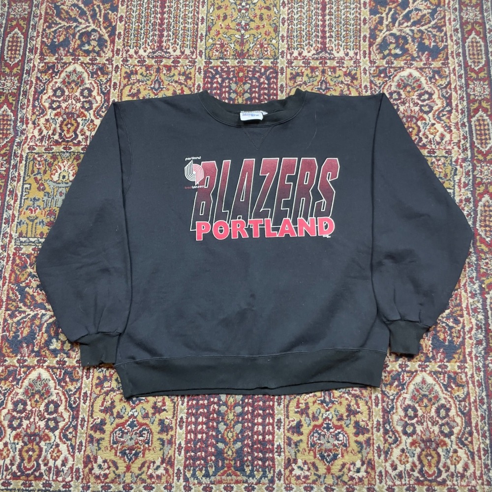 VTG 80s 90s DS NWOT Chalk Line Portland Trail Blazers Sweatshirt Black M NBA USA